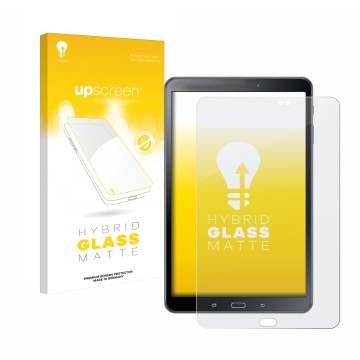 Vorderseite einer Produktverpackung mit dem Markenlogo upscreen. Daneben ist das Gerät Samsung Galaxy Tab A 10.1 2016 SM-T585 