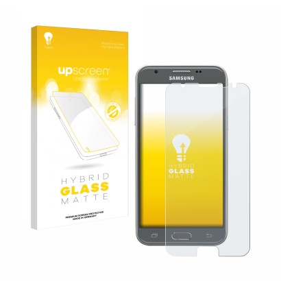 Parte frontale di una confezione del prodotto con il logo del marchio upscreen. Accanto è raffigurato il dispositivo Samsung G