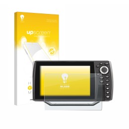Front side of a product packaging with the brand logo upscreen. Next to it is the device Humminbird Helix 7 shown with the cor