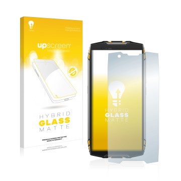 Vorderseite einer Produktverpackung mit dem Markenlogo upscreen. Daneben ist das Gerät Blackview BV6800 Pro mit dem zugehörige