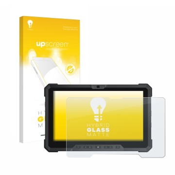 Parte frontale di una confezione del prodotto con il logo del marchio upscreen. Accanto è raffigurato il dispositivo Dell Lati