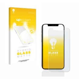 Front side of a product packaging with the brand logo upscreen. Next to it is the device Apple iPhone 12 mini shown with the c