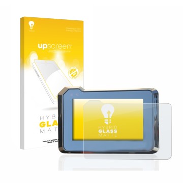 Face avant d’un emballage produit avec le logo de la marque upscreen. À côté, l’appareil KTM 1290 Super Duke R 2020/2022 TFT-D