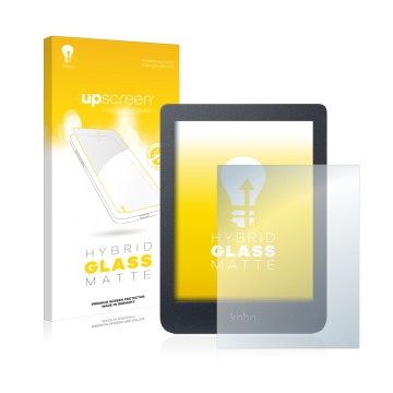 Face avant d’un emballage produit avec le logo de la marque upscreen. À côté, l’appareil Kobo Nia est représenté avec la prote