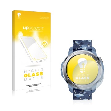 Parte frontale di una confezione del prodotto con il logo del marchio upscreen. Accanto è raffigurato il dispositivo Honor Wat