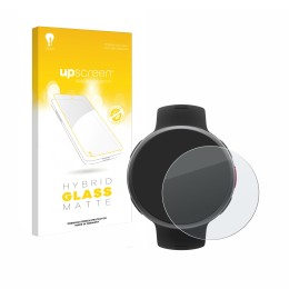 Parte frontal de un envase de producto con el logotipo de la marca upscreen. Al lado se muestra el dispositivo Polar Vantage V