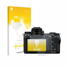 Face avant d’un emballage produit avec le logo de la marque upscreen. À côté, l’appareil Nikon Z 6 II est représenté avec la p