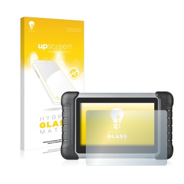 Front side of a product packaging with the brand logo upscreen. Next to it is the device Autel MaxiCOM MK808 shown with the co