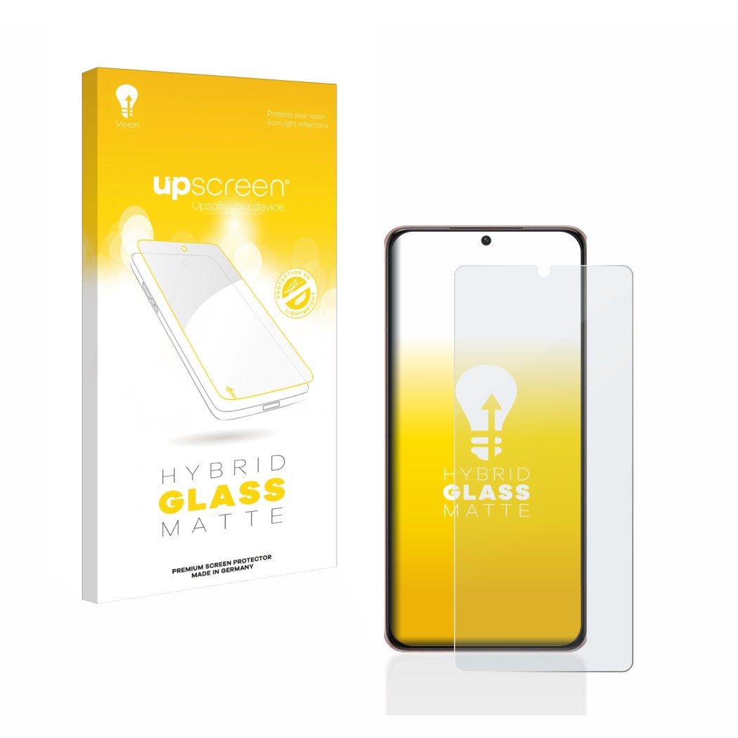 Front side of a product packaging with the brand logo upscreen. Next to it is the device Samsung Galaxy S21 Ultra 5G shown wit