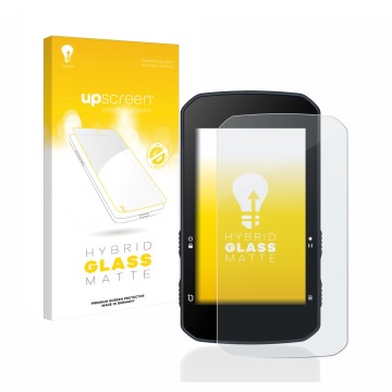 Parte frontal de un envase de producto con el logotipo de la marca upscreen. Al lado se muestra el dispositivo Bryton Rider 75