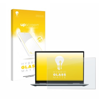 Vorderseite einer Produktverpackung mit dem Markenlogo upscreen. Daneben ist das Gerät Lenovo ThinkPad X1 Yoga (6. Gen.) mit d