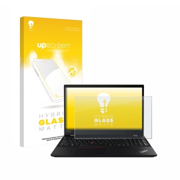 Parte frontale di una confezione del prodotto con il logo del marchio upscreen. Accanto è raffigurato il dispositivo Lenovo Th