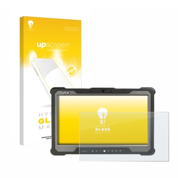 Face avant d’un emballage produit avec le logo de la marque upscreen. À côté, l’appareil Getac A140 est représenté avec la pro