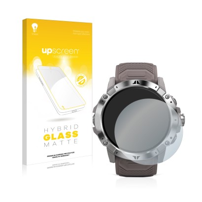 Face avant d’un emballage produit avec le logo de la marque upscreen. À côté, l’appareil Coros Vertix 2 est représenté avec la