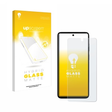 Front side of a product packaging with the brand logo upscreen. Next to it is the device Motorola Moto G52 shown with the corr