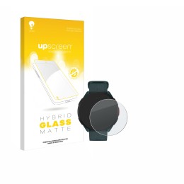 Parte frontal de un envase de producto con el logotipo de la marca upscreen. Al lado se muestra el dispositivo Polar Pacer con