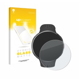 Parte frontal de un envase de producto con el logotipo de la marca upscreen. Al lado se muestra el dispositivo Polar Pacer Pro