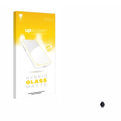 Vorderseite einer Produktverpackung mit dem Markenlogo upscreen. Daneben ist das Gerät Samsung Galaxy Watch 5 (40mm) mit dem z