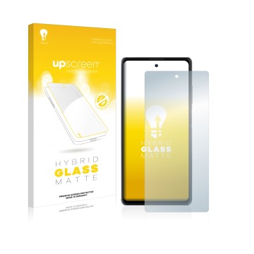 Face avant d’un emballage produit avec le logo de la marque upscreen. À côté, l’appareil Blackview A100 est représenté avec la