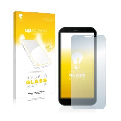 Vorderseite einer Produktverpackung mit dem Markenlogo upscreen. Daneben ist das Gerät Doogee X97 Pro mit dem zugehörigen Disp