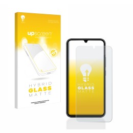 Front side of a product packaging with the brand logo upscreen. Next to it is the device Samsung Galaxy A34 5G shown with the 