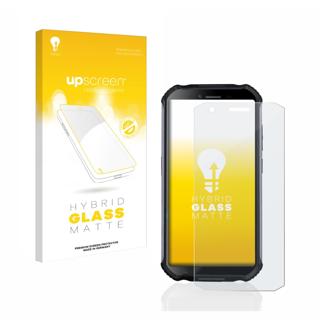 Front side of a product packaging with the brand logo upscreen. Next to it is the device Doogee S41 shown with the correspondi