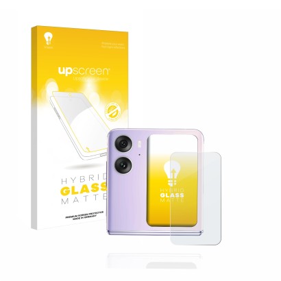 Parte frontale di una confezione del prodotto con il logo del marchio upscreen. Accanto è raffigurato il dispositivo Oppo Find