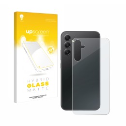 Front side of a product packaging with the brand logo upscreen. Next to it is the device Samsung Galaxy A34 5G (Back) shown wi