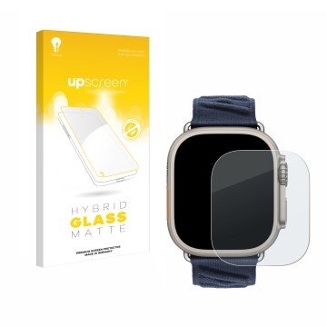Vorderseite einer Produktverpackung mit dem Markenlogo upscreen. Daneben ist das Gerät Apple Watch Hermès Ultra 2 mit dem zuge