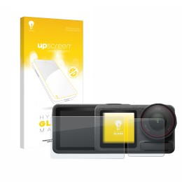 Parte frontale di una confezione del prodotto con il logo del marchio upscreen. Accanto è raffigurato il dispositivo DJI Osmo 