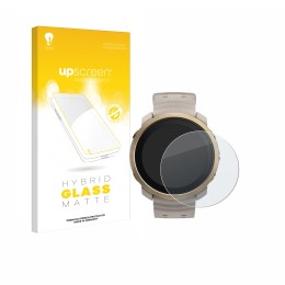 Parte frontal de un envase de producto con el logotipo de la marca upscreen. Al lado se muestra el dispositivo Polar Vantage M