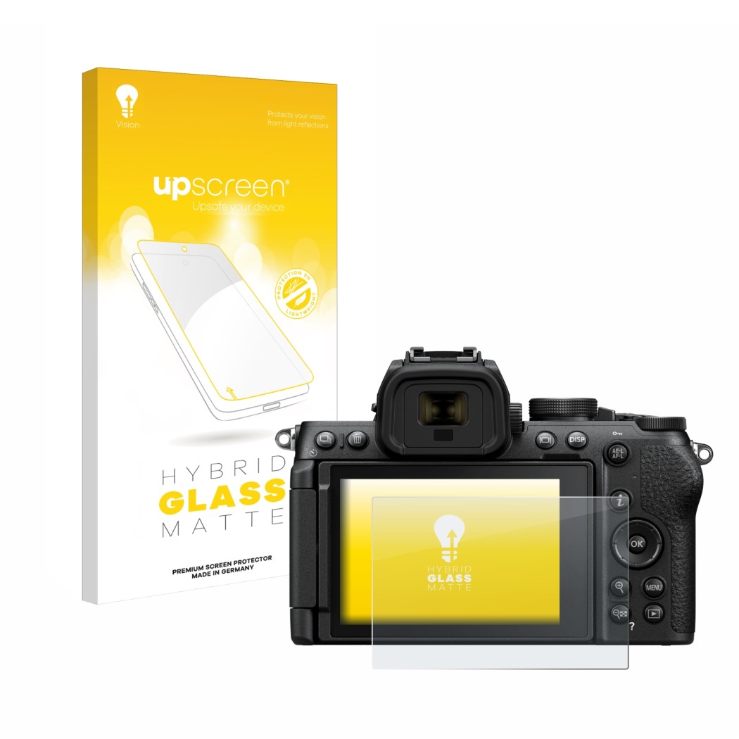 Front side of a product packaging with the brand logo upscreen. Next to it is the device Nikon Z50 II shown with the correspon