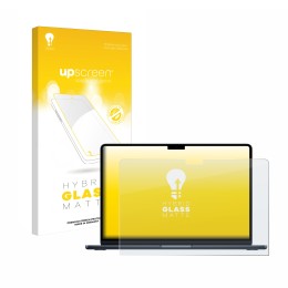 Vorderseite einer Produktverpackung mit dem Markenlogo upscreen. Daneben ist das Gerät Apple MacBook Air 13