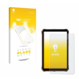 Parte frontal de un envase de producto con el logotipo de la marca upscreen. Al lado se muestra el dispositivo Blackview Activ
