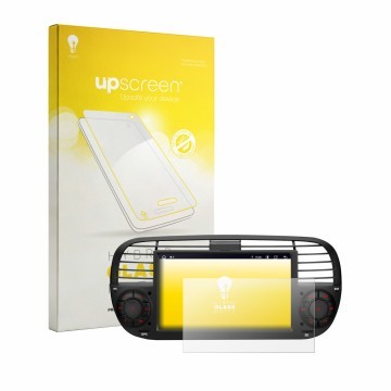 Face avant d’un emballage produit avec le logo de la marque upscreen. À côté, l’appareil Xtrons IA7250FLBS est représenté avec