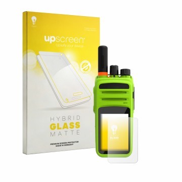 Vorderseite einer Produktverpackung mit dem Markenlogo upscreen. Daneben ist das Gerät Talkpod N58 mit dem zugehörigen Display