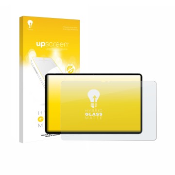 Parte frontal de un envase de producto con el logotipo de la marca upscreen. Al lado se muestra el dispositivo VALE V12X LTE-8