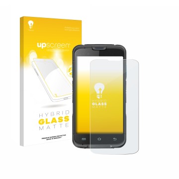 Face avant d’un emballage produit avec le logo de la marque upscreen. À côté, l’appareil Unitech EA602 est représenté avec la 