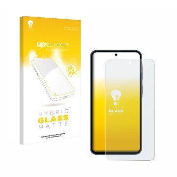 Vorderseite einer Produktverpackung mit dem Markenlogo upscreen. Daneben ist das Gerät Samsung Galaxy A37 5G mit dem zugehörig