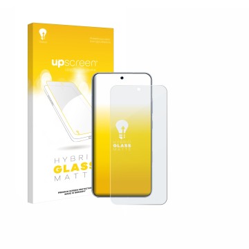 Parte frontal de un envase de producto con el logotipo de la marca upscreen. Al lado se muestra el dispositivo Honor Win RT co