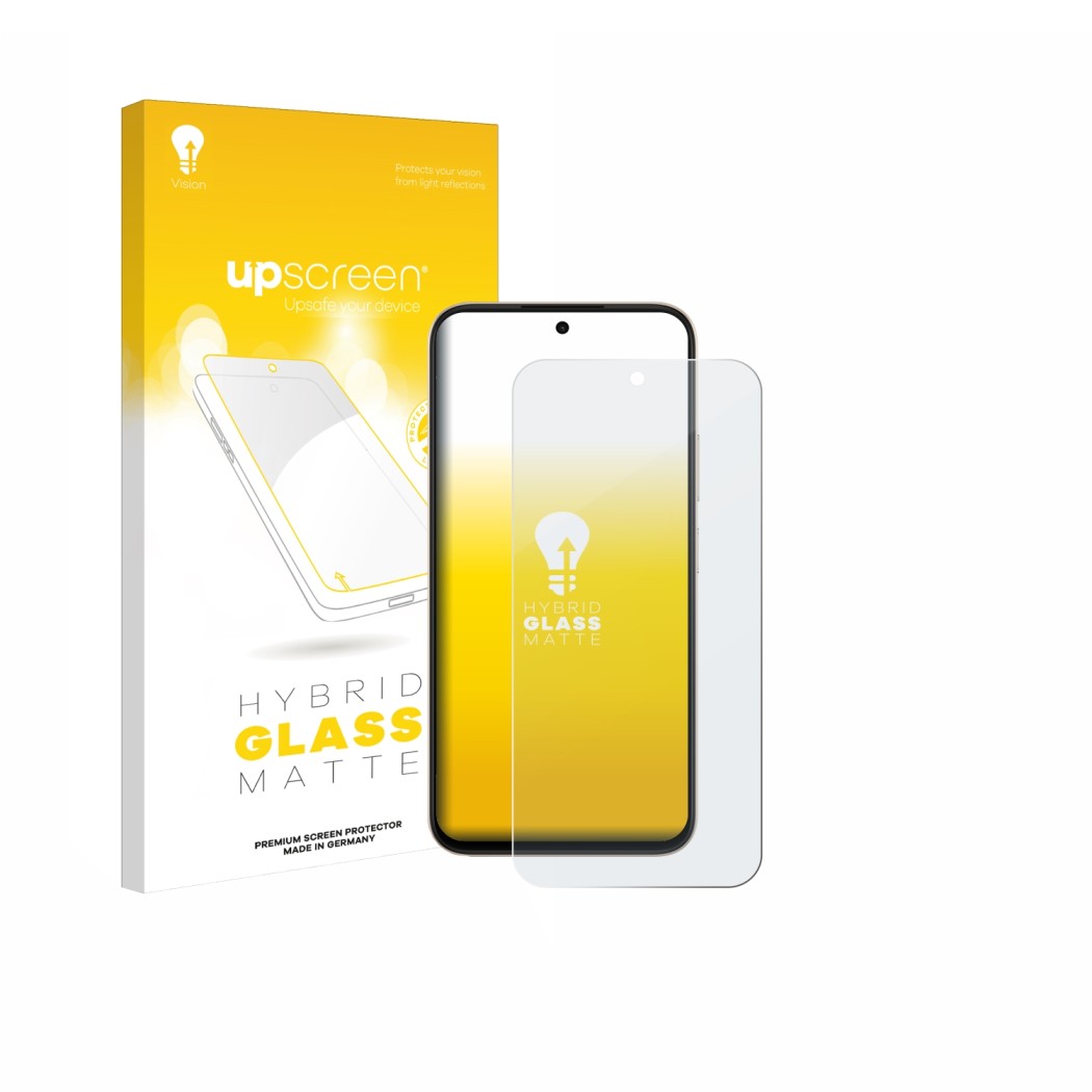 Vorderseite einer Produktverpackung mit dem Markenlogo upscreen. Daneben ist das Gerät Oppo A6t Pro mit dem zugehörigen Displa