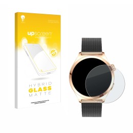 Face avant d’un emballage produit avec le logo de la marque upscreen. À côté, l’appareil Niolina Smartwatch 1.27