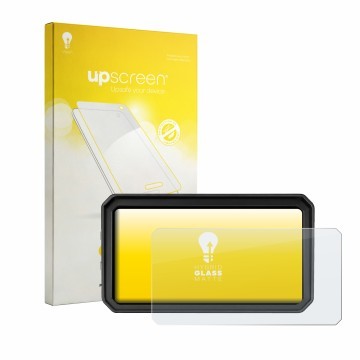 Vorderseite einer Produktverpackung mit dem Markenlogo upscreen. Daneben ist das Gerät WonVon Motorrad Carplay 7