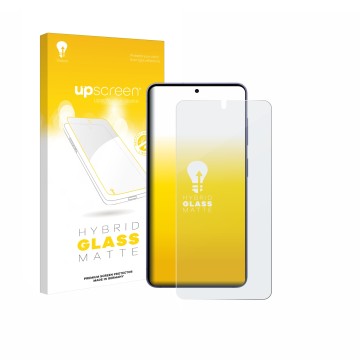 Face avant d’un emballage produit avec le logo de la marque upscreen. À côté, l’appareil Samsung Galaxy S26 est représenté ave