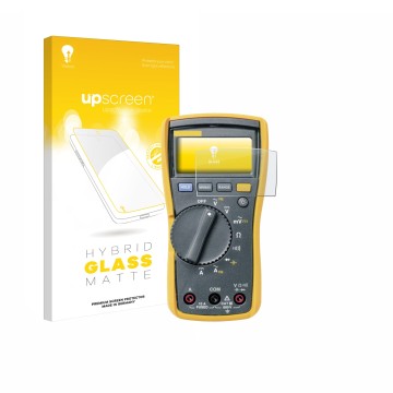 Face avant d’un emballage produit avec le logo de la marque upscreen. À côté, l’appareil Fluke MultiMeter 113 est représenté a