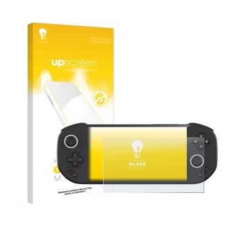 Vorderseite einer Produktverpackung mit dem Markenlogo upscreen. Daneben ist das Gerät MANGMI Pocket Max mit dem zugehörigen D