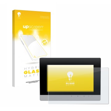 Vorderseite einer Produktverpackung mit dem Markenlogo upscreen. Daneben ist das Gerät WAGO Touch Panel 600 Web Panel mit dem 