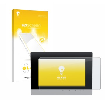 Parte frontal de un envase de producto con el logotipo de la marca upscreen. Al lado se muestra el dispositivo WAGO Control Pa