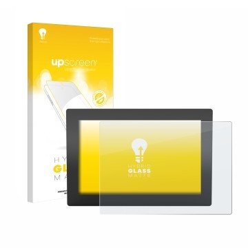 Face avant d’un emballage produit avec le logo de la marque upscreen. À côté, l’appareil WAGO Web Panel 400 762-3404 est repré