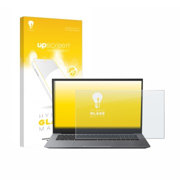 Parte frontal de un envase de producto con el logotipo de la marca upscreen. Al lado se muestra el dispositivo Blackview Acebo